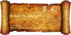 Babák Adolár névjegykártya